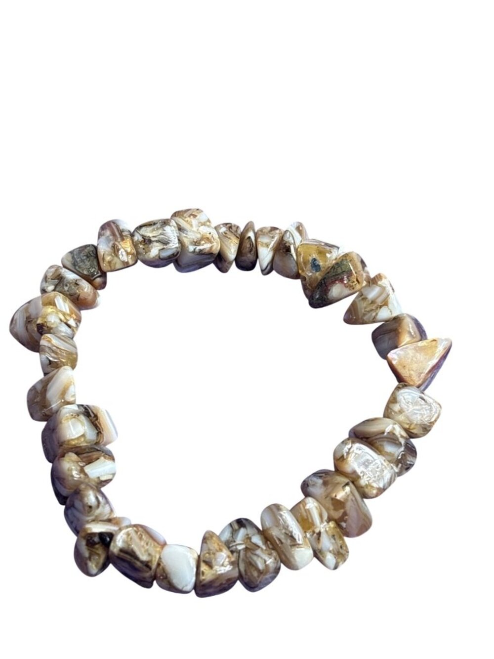 Neutral Multicolor Plastic Beaded Stretchy Bracelet 6 inches Unstretched